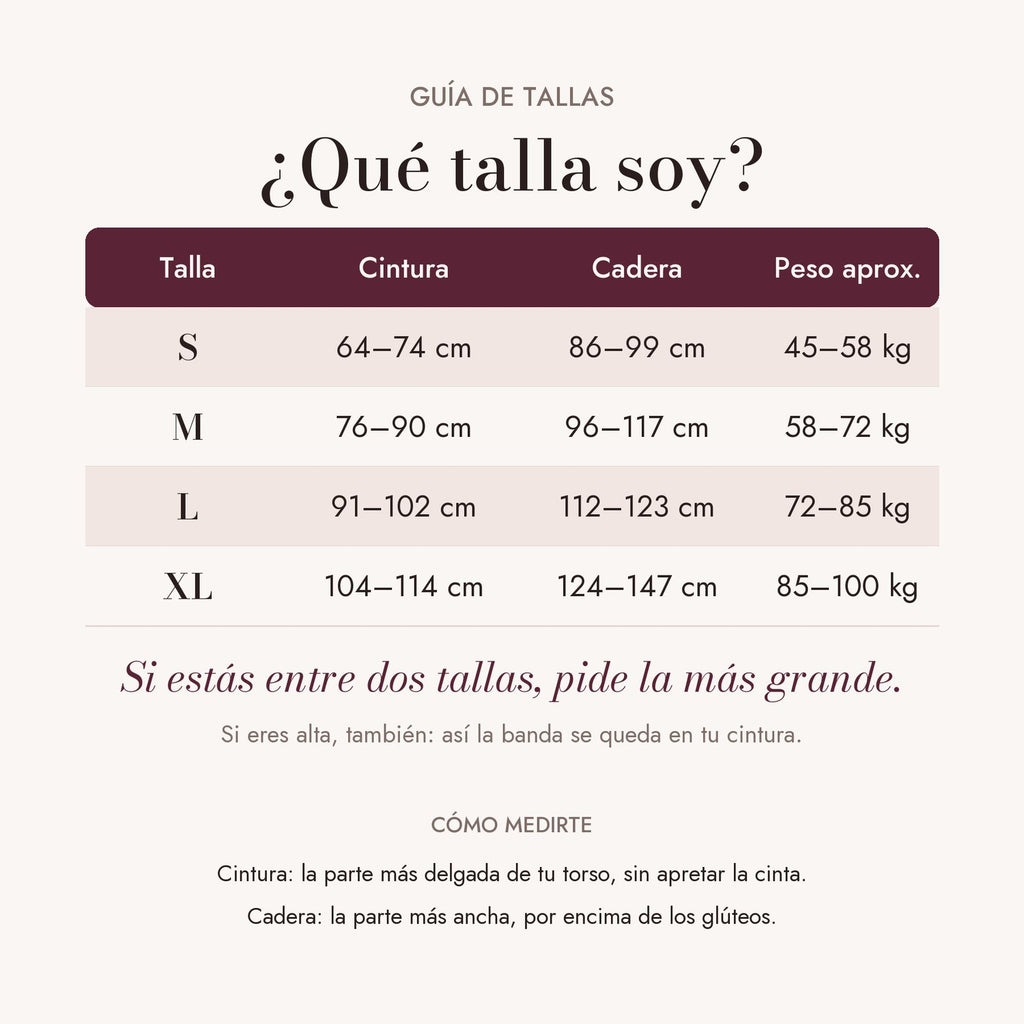 Guía de tallas S, M, L y XL
