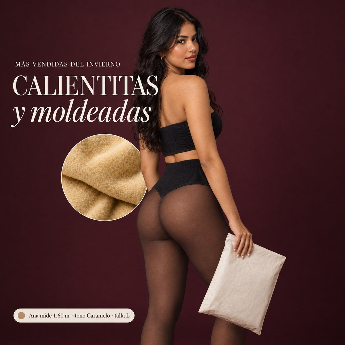 Medias térmicas afelpadas tono Caramelo
